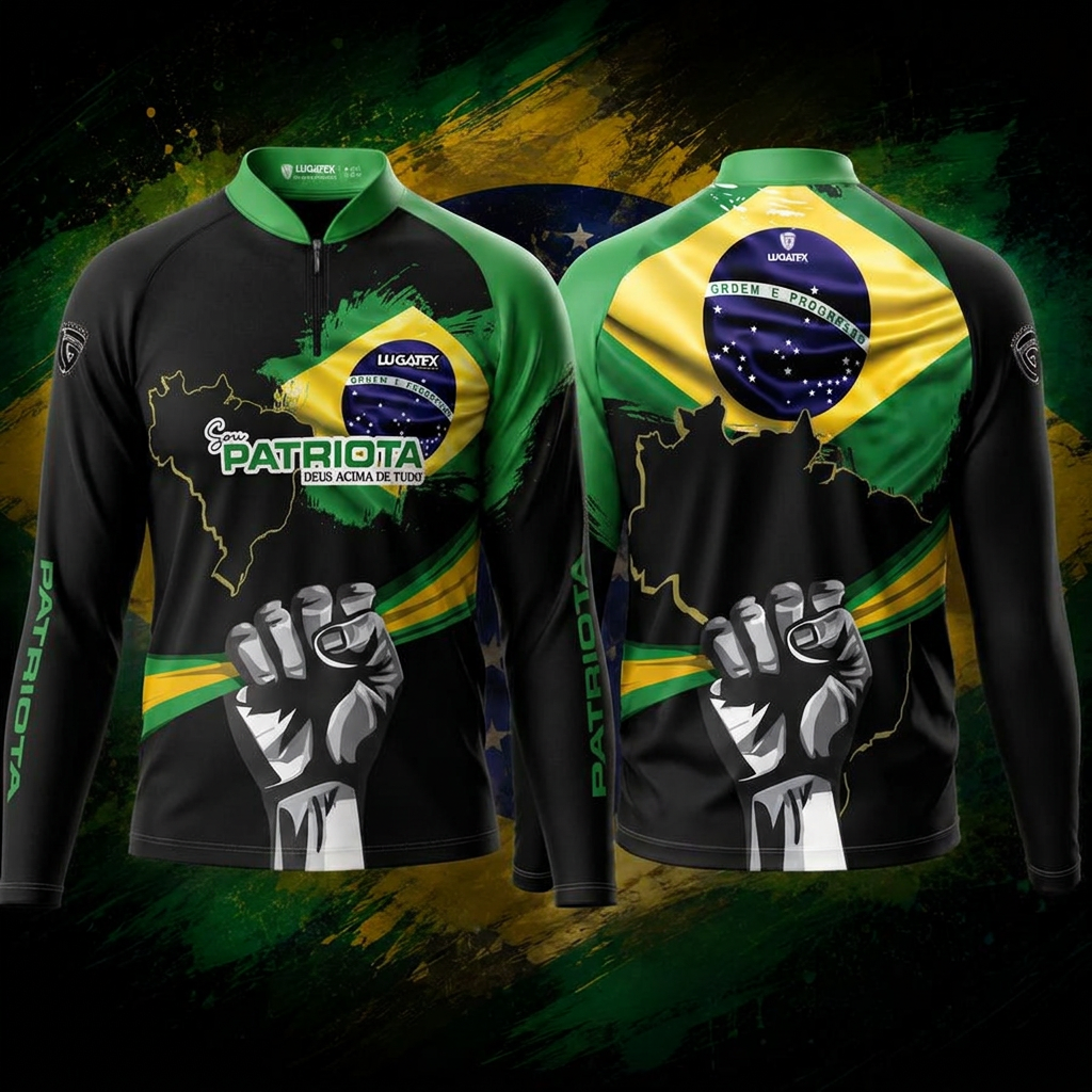 Camisa Sou Patriota Preta — frente e verso